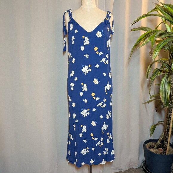 Reformation Midi Floral Jade Dress Blue White Flowers Tie Strap Large - Picture 3 of 9